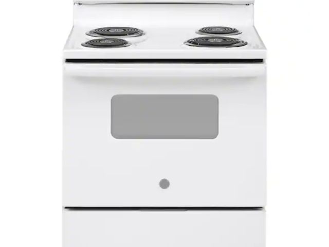 Lot 96-192133 - GE
30 in. 4 Burner Element Free-Standing Electric Range in White
Appears Unused 
Msrp $699.00