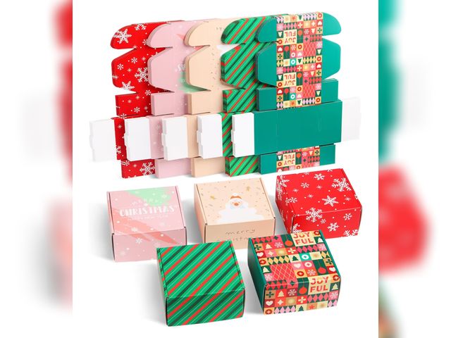 Lot 96-190856 - TONESPAC 25 Pack 4x4x2 inch Small Christmas Gift Box with Lid, Recyclable Corrugated Cardboard Shipp...