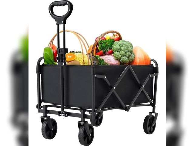 Lot 96-170274 - Heavy Duty Folding Wagon Portable Foldable Beach Wagon Large Capacity Removable for Camping Travel S...