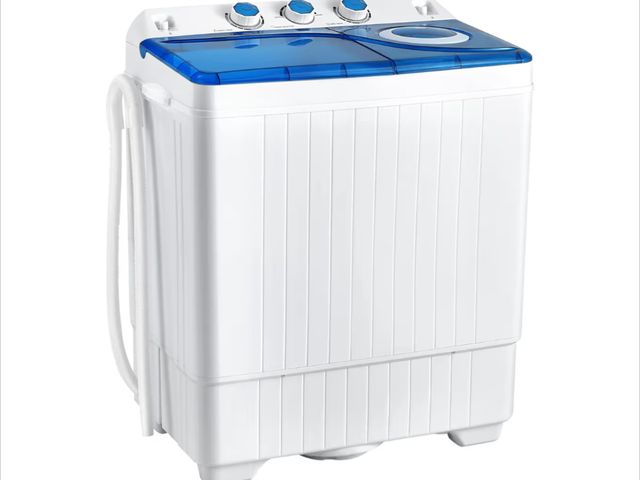 Lot 96-192383 - COSTWAY Portable Washing Machine, Twin Tub 26lbs Capacity Laundry Washer, 18lbs Washer and 8lbs Spin...