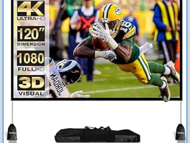 Lot 96-176063 - Outdoor Projector Screen with Stand 120 Inch: Foldable Movie Projection Screens - Portable Frame Scr...