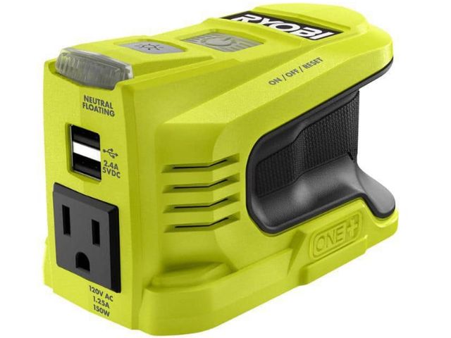 Lot 96-163507 - RYOBI 18V ONE+ 150-Watt Portable
Battery Inverter Power Source (Tool Only)
New