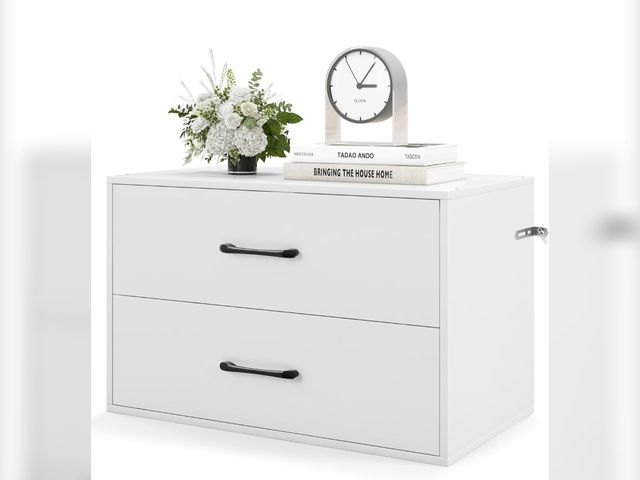 Lot 96-197432 - SIMOE White Stackable 2-Drawer Dresser for Bedroom, Short Storage Cabinet with Handles and Anti-Topp...