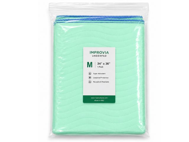Lot 96-230889 - Improvia 2 Pack Washable Re- Usable Bedwetting Incontinence Underpad, Heavy Absorbency, Medium, 34" ...