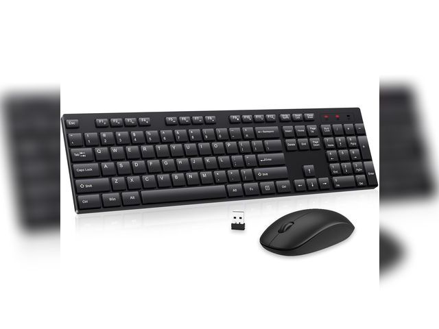 Lot 96-190772 - Wireless Keyboard and Mouse Combo, EDJO Silent Full Size Cordless USB Keyboard Mouse, 2.4GHz Lag-Fre...