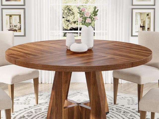 Lot 96-211838 - Tribesigns 47 inch Round Dining Table Wood Kitchen Table for Dining Room, 47" Dinner Room Tables for...