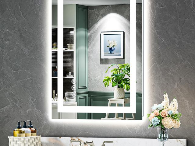 Lot 96-179231 - 24x32 Inch LED Bathroom Mirror with Lights Front and Backlit Lighted Vanity Mirror for Bathroom Wall...