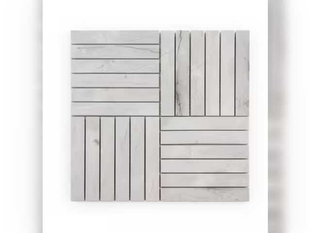 Lot 96-198451 - 1 Box of Jeffrey Court Hudson Lais Grey 11.875 in. x 11.875 in. Square Polished Marble Mosaic Wall a...