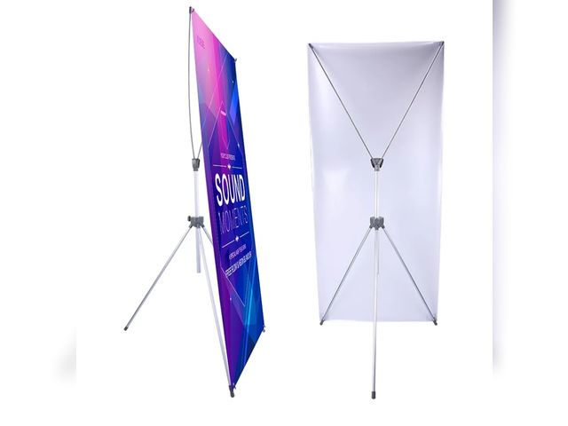 Lot 96-163674 - Adjustable X Banner Stand Fits Any Banner Size Width 23" to 32" and Height 63" to 78" new