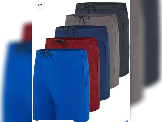Lot 96-232490 - 5 Pack: Men's 2XL Dry-Fit Running Workout Shorts - Pockets &amp; Drawstring DIFFERENT COLOR FROM STO...