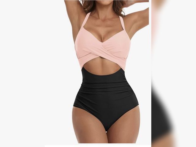 Lot 96-180136 - Women's One Piece Swimsuits Tummy Control Cutout High Waisted Bathing Suit Wrap Tie Back 1 Piece Swi...