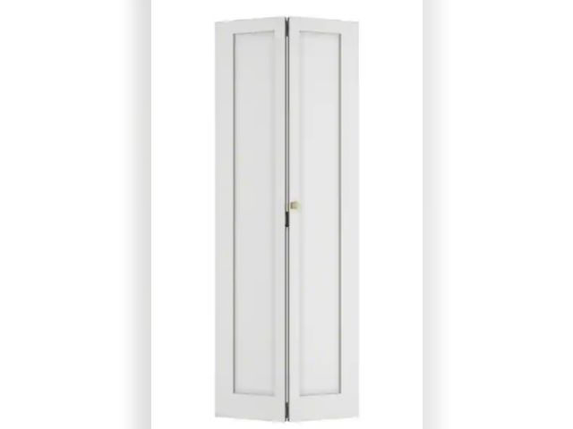 Lot 96-232450 - SOCBAZZAR 28 in. x 78.4 in. 1-Panel Hollow Core White Primed Molded Composite MDF Closet Bi-fold Doo...