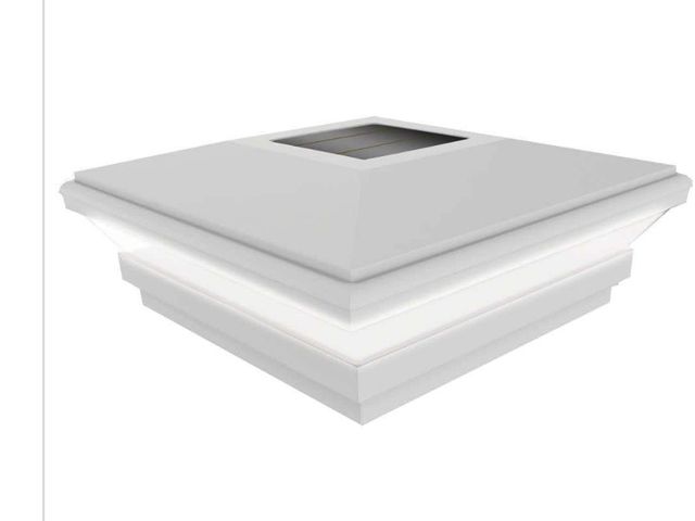 Lot 96-191634 - Veranda 5 in. x 5 in. Vinyl Solar-Powered Contemporary Beveled Post Cap New