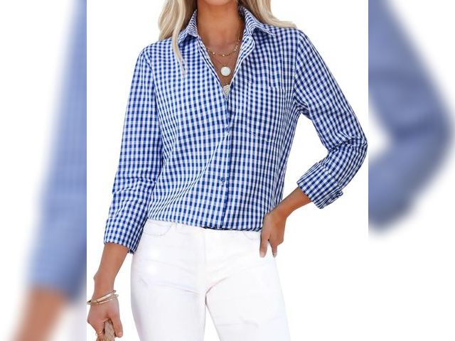 Lot 96-173509 - Button Down Shirts Gingham Top Plaid Dress Shirts Fitted Blouse
New
Size 8