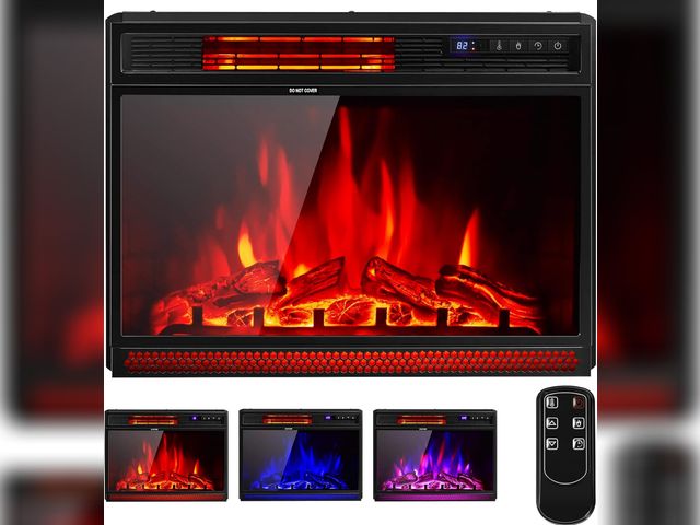 Lot 96-198618 - COSTWAY Electric Fireplace Insert 25-Inch Wide, 900/1350W Recessed and Freestanding Heater with Remo...