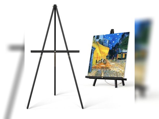 Lot 96-178723 - Art Easel Wooden Stand - Tripod Display Artist Wood Easel - Adjustable Floor Stand for Wedding Welco...