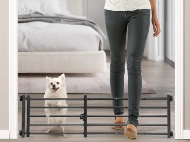 Lot 96-163897 - Malier Indoor Dog Gate with Door, 26-41" Extra Wide Full Metal Pet Gate Short Dog Gate for Stairs, P...