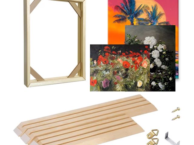 Lot 96-190486 - DIY Wood Canvas Frame Kit, Solid Wooden Stretcher Bars for Oil Paintings, Prints Canvas, Poster Fram...