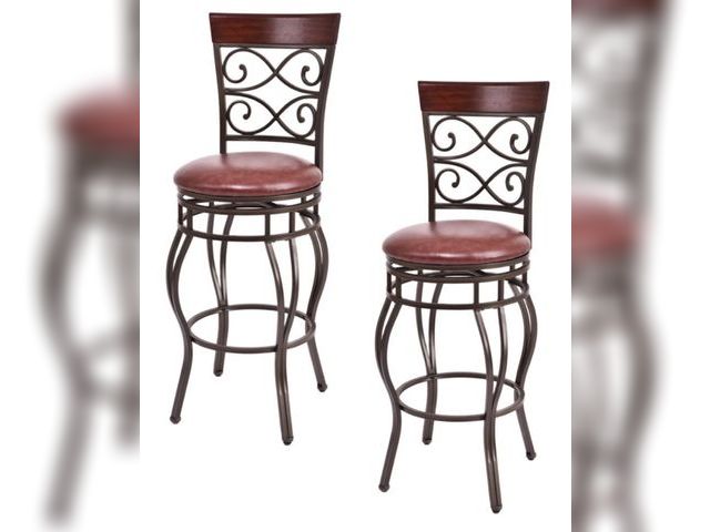 Lot 96-190142 - Set of 2 Vintage Bar Stools Swivel Padded Seat Bistro Pub Brown
unused open box 
MSRP $150.00
