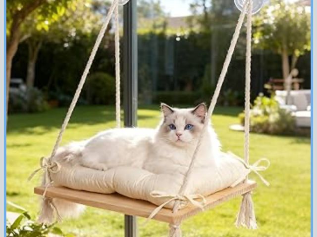 Lot 96-187946 - Cat Window Perch, Suction Cup Window Hammock Seat Beds for Indoor Cats with Soft Cushion and Solid P...