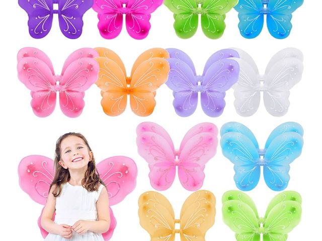 Lot 96-170906 - Wettarn 15 Pcs Girls Butterfly Wings Bulk, Angel Princess Costume Wings for Dress up Fairy Accessori...