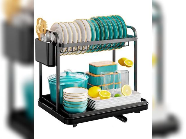 Lot 96-169801 - Sakugi Dish Drying Rack - Stainless Steel Dish Rack for Kitchen Counter, 2-Tier Kitchen Organizers a...