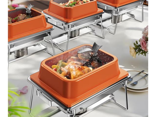 Lot 96-190053 - Chafing Dishes for Buffet, Incomplete Pack Square Stainless Steel Chafing Dish Set for Home Parties,...