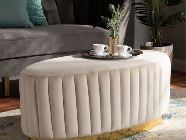 Lot 96-188296 - Kirana Beige and Gold Ottoman
New 
Msrp $201.91