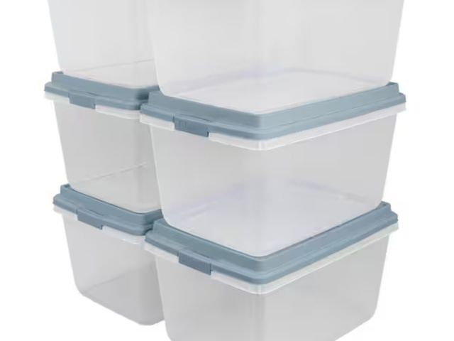 Lot 96-179724 - Hefty
72 .qt Clear Hi Rise Storage Bin - 6 units
new
msrp $99.99