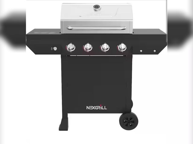 Lot 96-166001 - Nexgrill 4-Burner Propane Gas Grill in Black with Stainless Steel Main Lid New MSRP $229