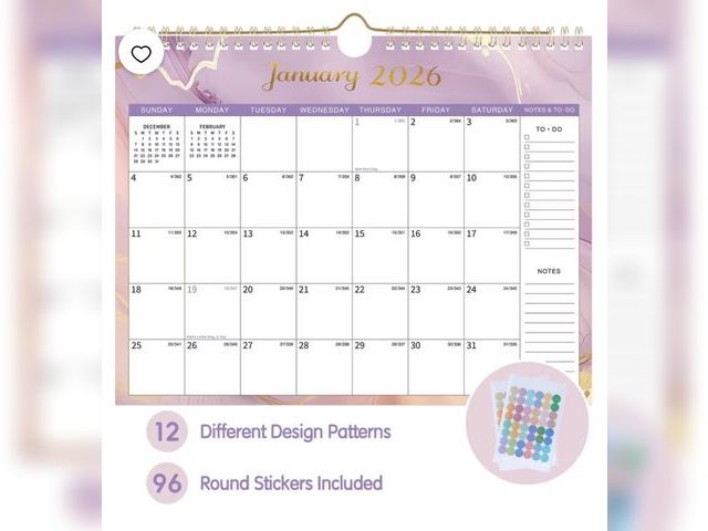 Lot 96-232769 - Deli 2026 Wall Calendar, 11" x 8.5", Thick Paper with Julian Dates and Block for New Year and Christ...