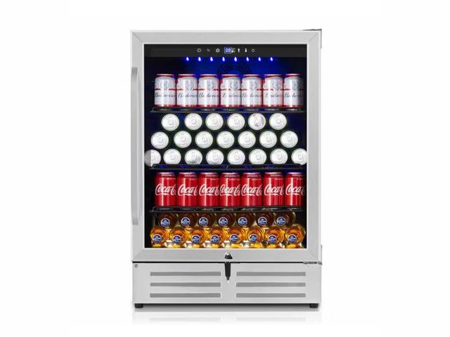 Lot 96-171957 - Hooure 24 in. Built-in/Freestanding Single Zone Beverage Refrigerator with 210 Can(12 oz. )Beverage,...