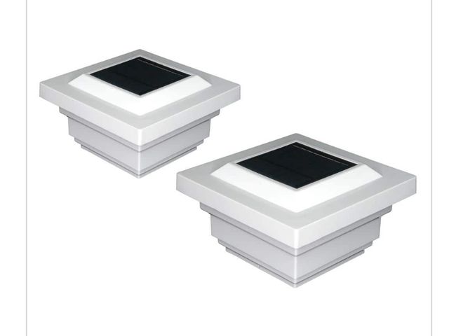 Lot 96-179881 - CLASSY CAPS Regal 4 in. x 4 in. Outdoor White Vinyl LED Solar Post Cap (2-Pack) New
