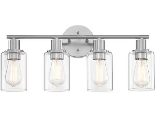 Lot 96-212095 - Pia Ricco
23.09 in. 4-Light Brushed Nickel Bathroom Vanity Lights Fixture (No Bulds Included)