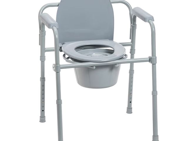 Lot 96-179328 - Drive Medical 11148-1 Folding Steel Bedside Commode Chair, Portable Toilet, Supports Individuals Wei...