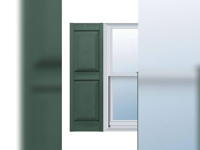 Lot 96-162193 - Builders Edge
14.75 in. x 55 in. Raised Panel Vinyl Exterior Shutters Pair in Forest Green
New, 1 pa...