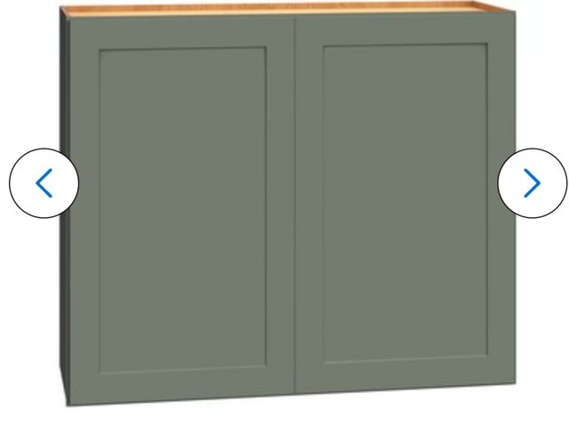 Lot 96-222266 - 36-in W x 30-in H x 12-in D Retreat Green Wall Fully assembled Plywood Cabinet Recessed Panel Shaker...