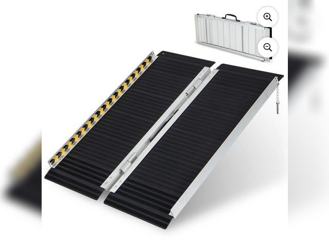 Lot 96-225881 - Costway Portable Aluminum Wheelchair Ramp 3 FT with Transition Plate &amp; Non-slip Surface MSRP $17...
