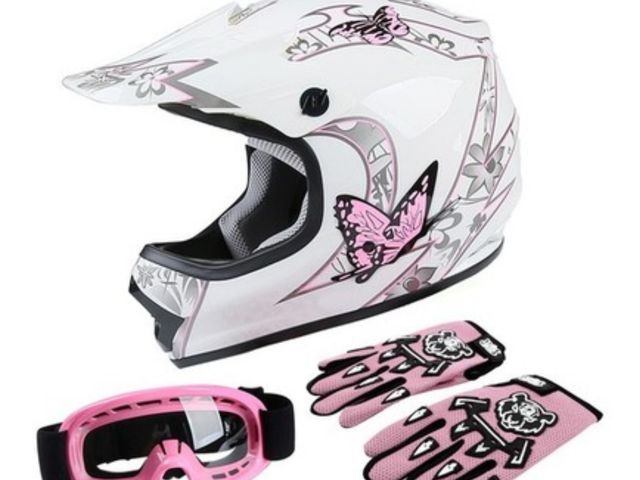 Lot 96-230827 - Girls Youth Kids Dirt Bike Helmet Full Face Motocross DOT Approved Helmets | ultra-light design, adj...