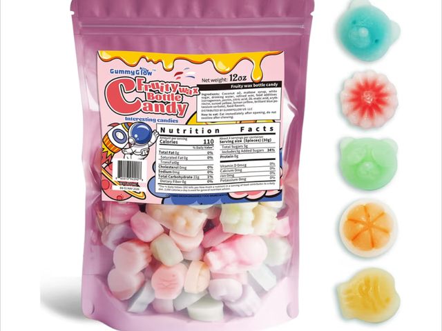 Lot 96-200817 - Gummy Glow Wax Candy 12oz Bulk Pack, Retro Chewy Wax Candies for Old School Candy Lovers with 55-65 ...