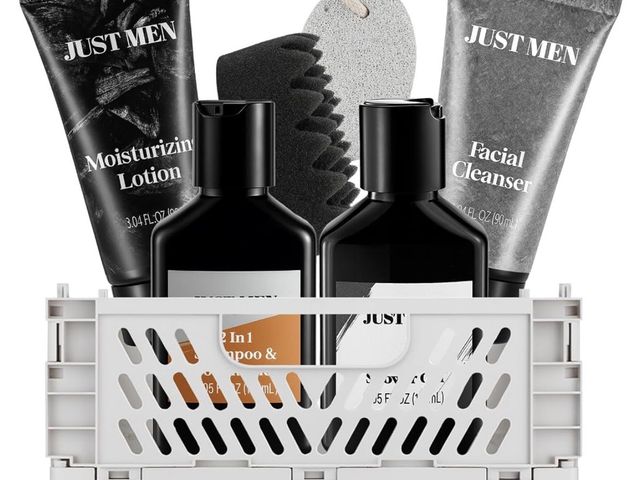 Lot 96-233271 - MS Dorya Gift Baskets for Men - 7 Pcs Mens Body Wash &amp; Skin Care Kit 2-in-1 Shampoo, Facial Clea...