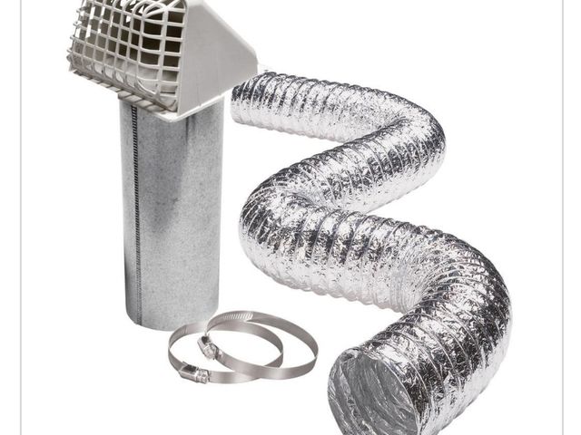 Lot 96-181963 - Airtight Dryer Exhaust Kit, 4 in. Exhaust Pipe, Hood and Damper New