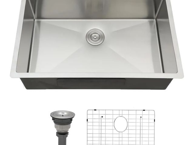 Lot 96-175793 - 33x22 Inch Drop In Kitchen Sink, Topmount Stainless Steel Brushed Nickel Single Bowl Kitchen Sink, E...