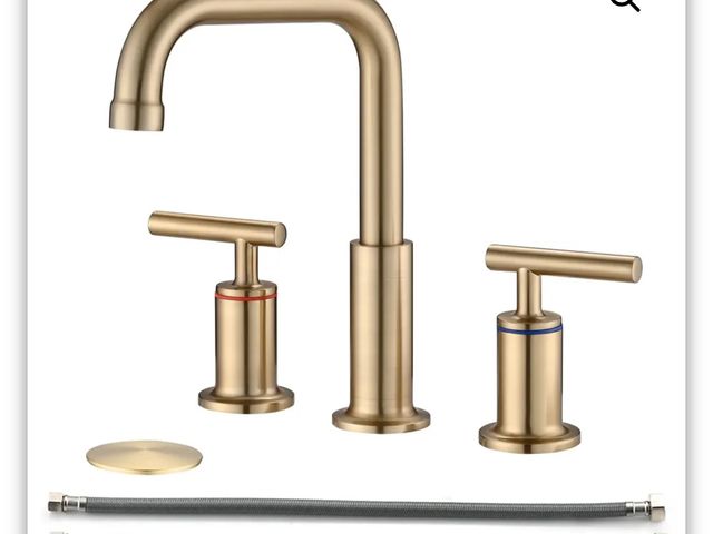Lot 96-159901 - 8 in. Widespread Double Handle Bathroom Faucet with Pop Up Drain in Brushed Gold MSRP $113.58 New
