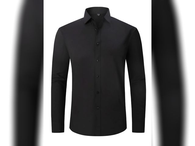 Lot 96-178634 - DEMOTIME Men's Formal Blouses Long Sleeve Wrinkle Free Stretch Business Button-Up Shirt Black
Size L...