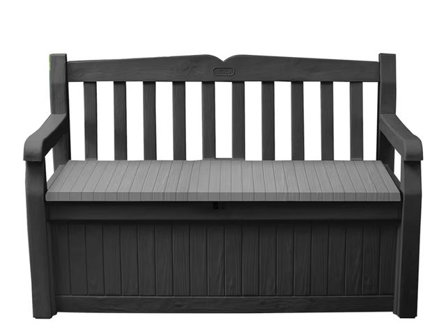 Lot 96-176562 - Keter Solana 70 Gallon Storage Bench Deck Box for Patio Storage, Front Porch Decor and Outdoor Seati...