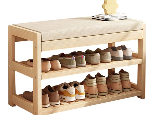 Lot 96-188207 - Generic 2 in 1 Wooden Shoe Rack Bench with Storage, 2 Tier Organizer Wooden Furniture for Entryway, ...