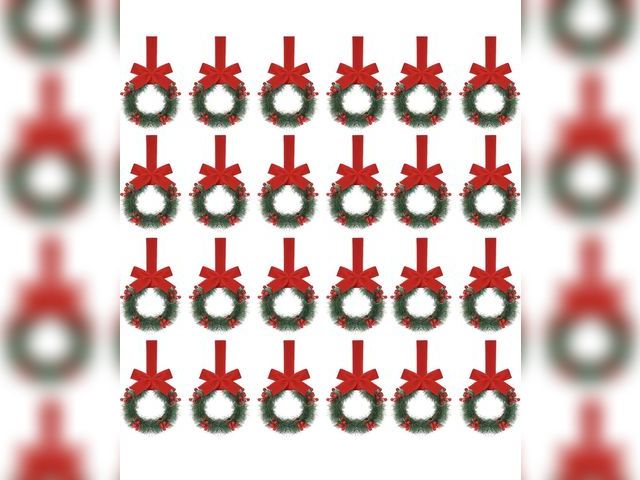 Lot 96-195257 - Lyrow 24 Pcs 6'' Small Christmas Kitchen Cabinet Wreath Black Velvet Mini Christmas Wreaths with Rib...