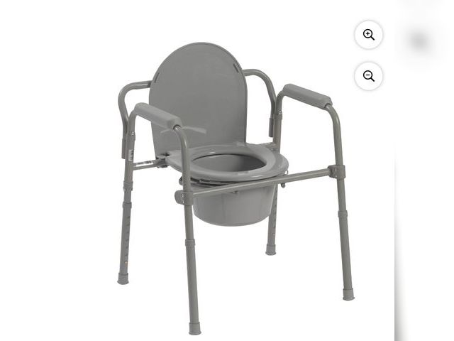 Lot 96-180020 - Drive Medical Steel Folding Deep Seat Bedside Commode, Gray New