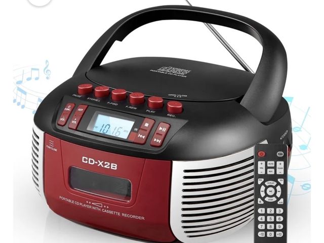 Lot 96-230671 - Cassette Boombox CD Player Combo with Bluetooth and Remote,Stereo Speakers,FM Radio,Tape Recording. ...